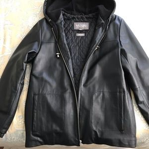 Wilson Ladies leather, hooded jacket.